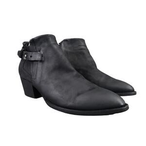 Dolce Vita Shoes Womens 9 Booties Fashion Biker Moto Black Leather Strap Pointy
